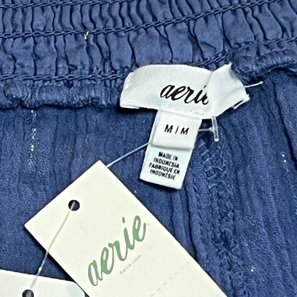 Aerie Women's Blue Metallic Stripe Drawstring Shorts Size M Medium New NWT - Picture 4 of 15